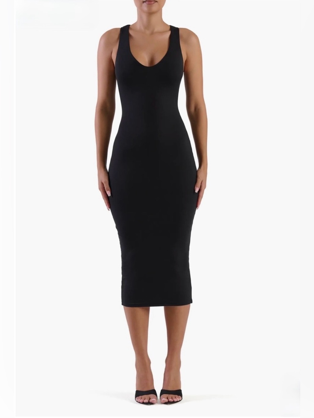 Naked wardrobe Black Sleeveless Midi Dress